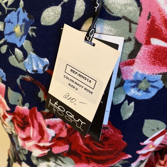 Leo Guy Navy Rose Floral Surplice Sweater - Picture 8 of 10